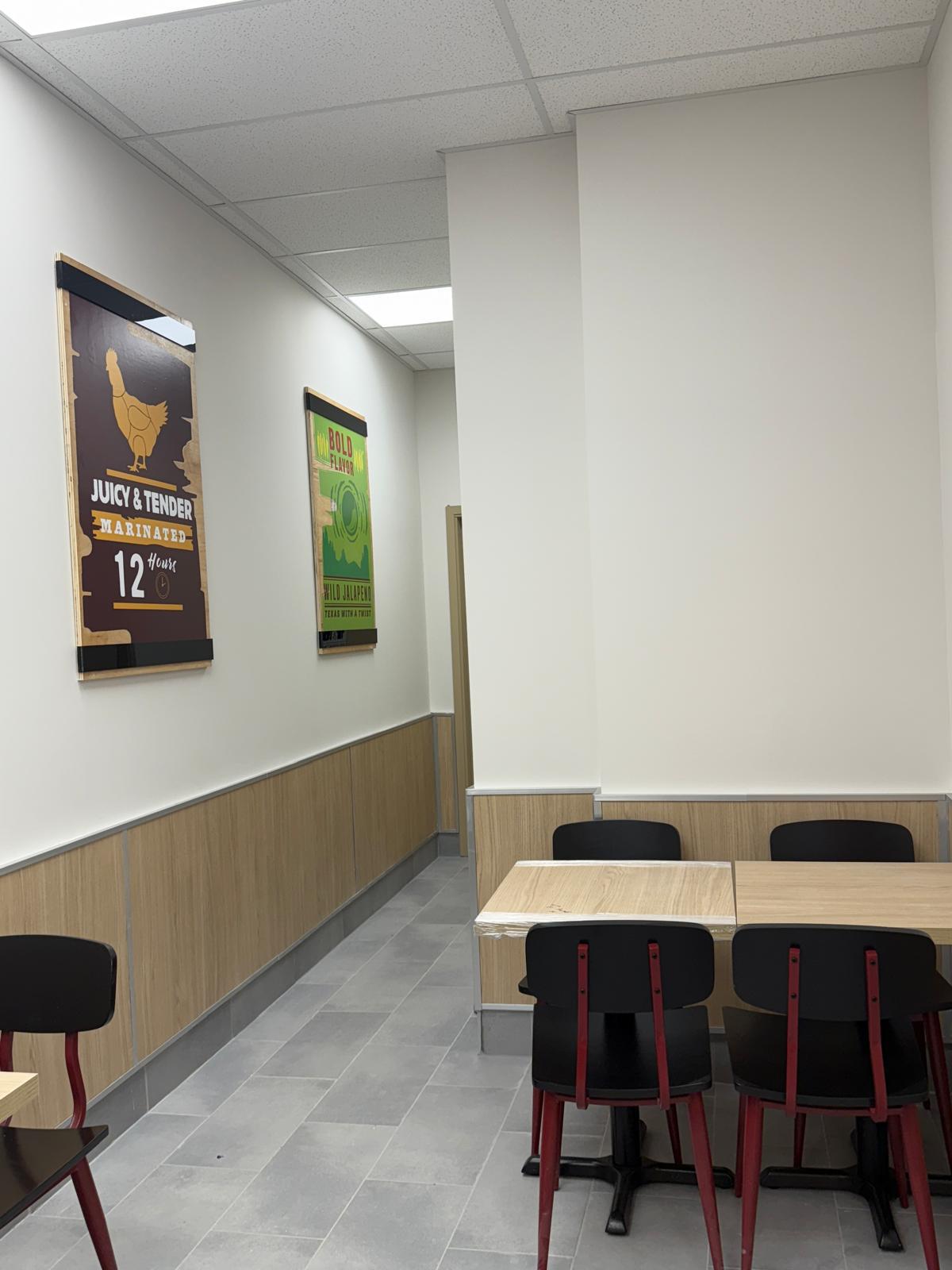 Commercial restaurant dining area